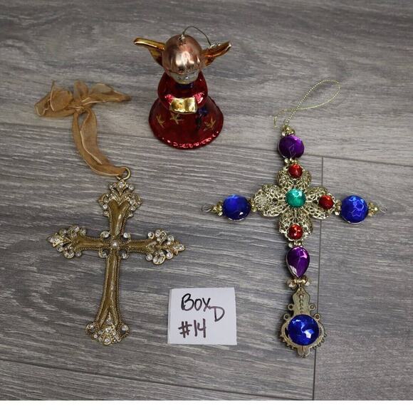 Hanging Christmas Tree Ornaments Jewel Cross Angel Bell Religious Home Decor - Picture 1 of 16